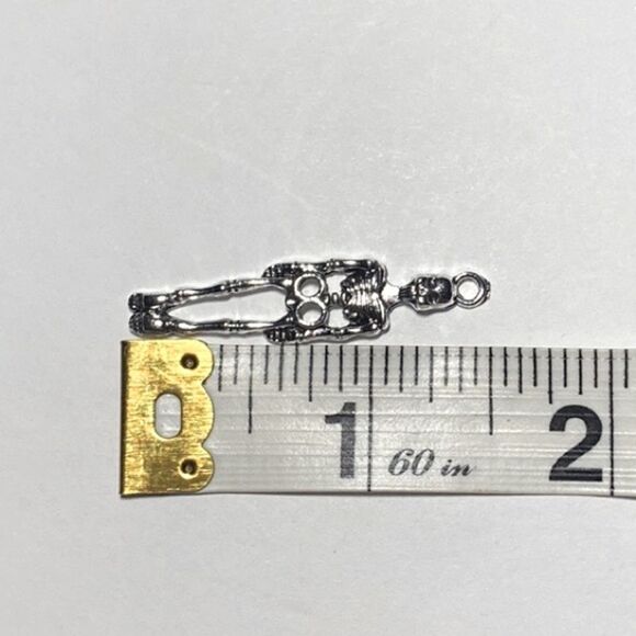 Creepy, Large Skeleton Pendant, With Black Wax Cord Adjustable Neckace - Picture 6 of 9